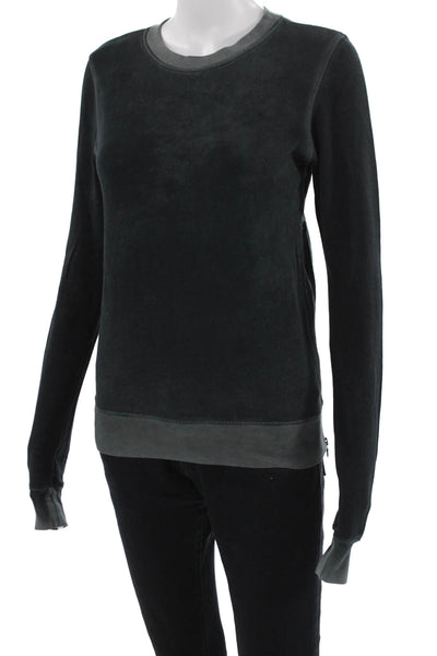 Cotton Citizen Womens Pullover Sweatshirt Dark Gray Zip Crew Neck Size XS
