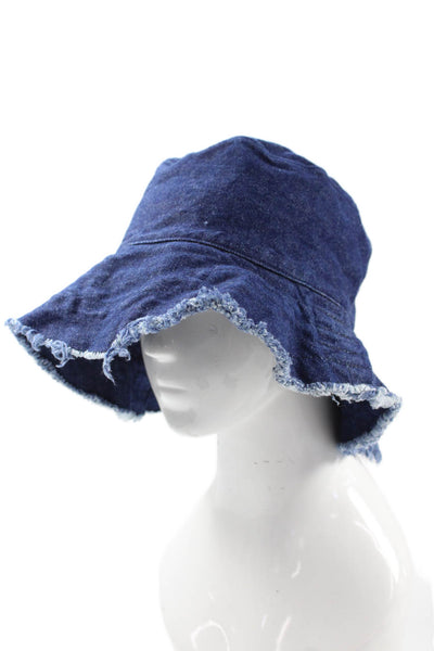 Hat Attack Womens Denim Pull On Bucket Hat Blue Cotton