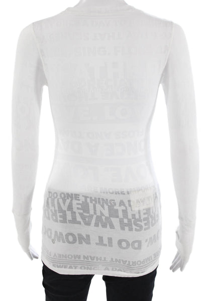 Lululemon Womens Long Sleeve Jersey Graphic T-Shirt Crew Neck White Size 4