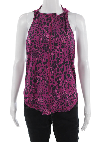 Lululemon Womens Black Animal Print High Neck Sleeveless Tank Nylon Size 6