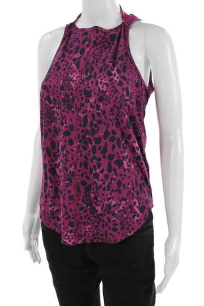 Lululemon Womens Black Animal Print High Neck Sleeveless Tank Nylon Size 6