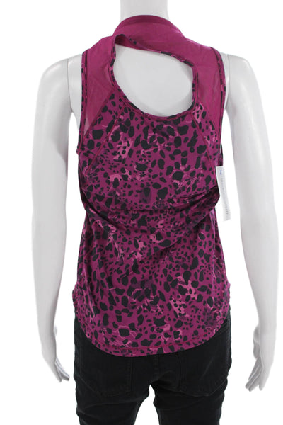 Lululemon Womens Black Animal Print High Neck Sleeveless Tank Nylon Size 6