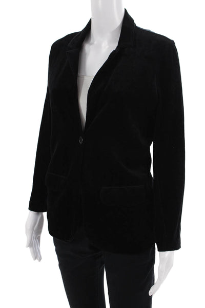 Majestic Filatures Women Black Collared Button Blazer Long Sleeve Size 1