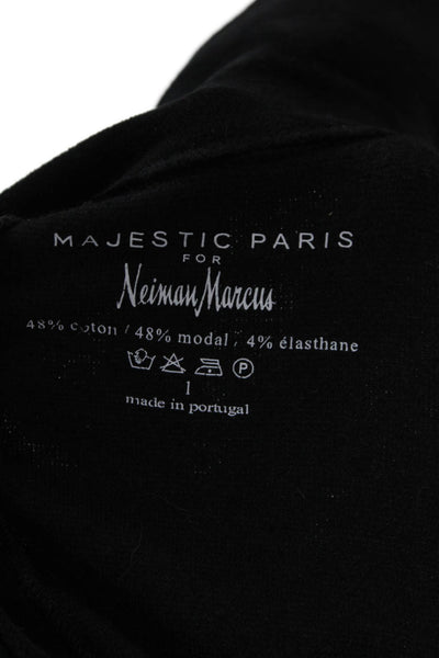 Majestic Filatures Women Black Collared Button Blazer Long Sleeve Size 1