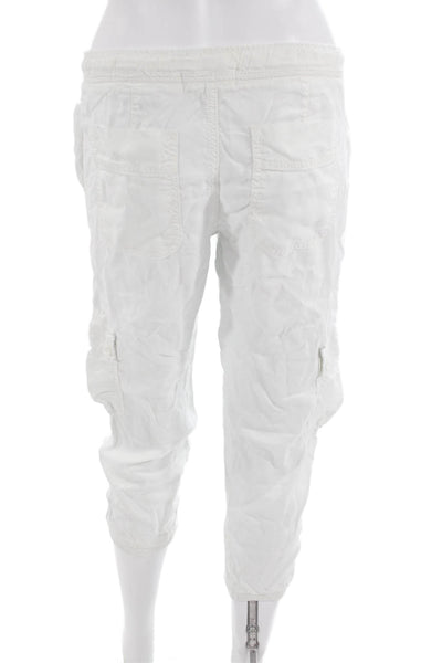 Bella Dahl Women Cargo Capri Pants White Tencel Drawstring Size XS