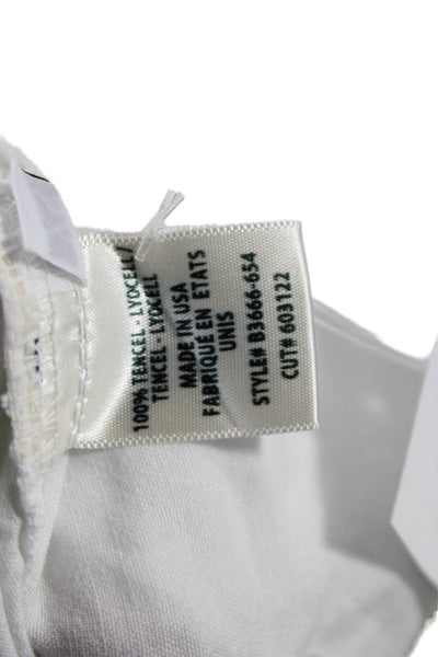 Bella Dahl Women Cargo Capri Pants White Tencel Drawstring Size XS