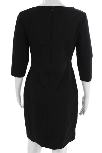 Noir Women Sheath Dress Black Square Neck 3/4 Sleeve Knee Length Zip Size S