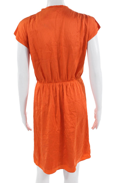 Antonio Melani Women Wrap Dress V-Neck Silk Orange Knee Length Size 2