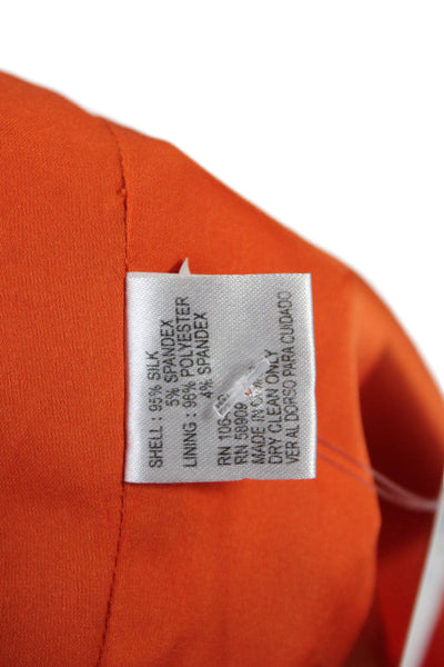 Antonio Melani Women Wrap Dress V-Neck Silk Orange Knee Length Size 2