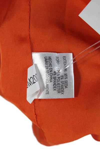 Antonio Melani Women Wrap Dress V-Neck Silk Orange Knee Length Size 2