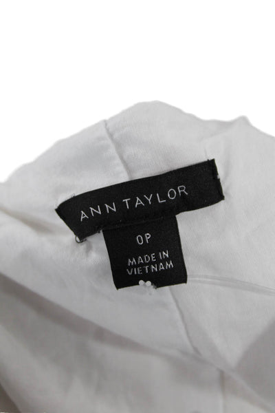 Ann Taylor Women Sheath Shirt Dress White Silk V-Neck Button Size 0P