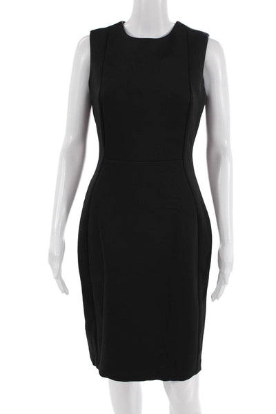 Calvin Klein Women Sheath Dress Black Sleeveless Mid-Calf Zip Size 4