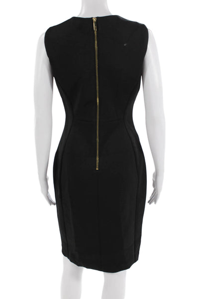 Calvin Klein Women Sheath Dress Black Sleeveless Mid-Calf Zip Size 4
