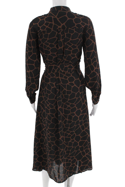 Banana Republic Women Shirt Dress Black Animal Print Long Sleeve Size 0