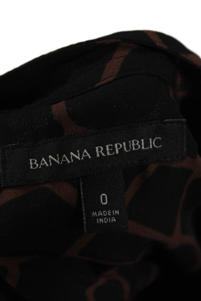 Banana Republic Women Shirt Dress Black Animal Print Long Sleeve Size 0