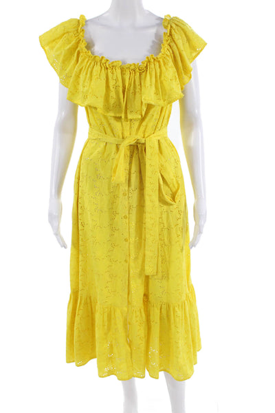 Lisa Marie Fernandez Womens Cotton Off The Shoulder Dress Yellow Size 3