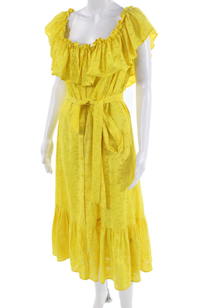Lisa Marie Fernandez Womens Cotton Off The Shoulder Dress Yellow Size 3