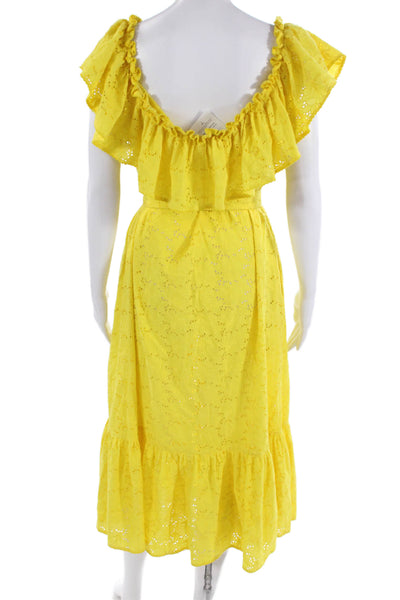 Lisa Marie Fernandez Womens Cotton Off The Shoulder Dress Yellow Size 3