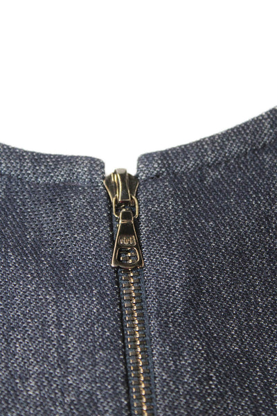 Lida Baday Women Designer Dark Blue Cotton Blend Zip Jacket Long Sleeve Size S