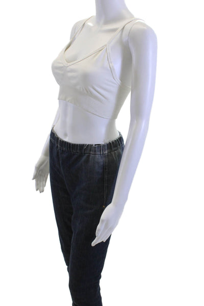 Lululemon Womens V Neck Pull On Sports Bra White Size 4