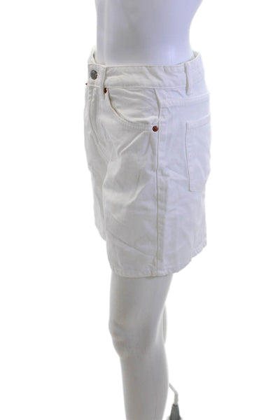 Zara Unisex Bermuda Shorts White Cotton Button Beach Size 4