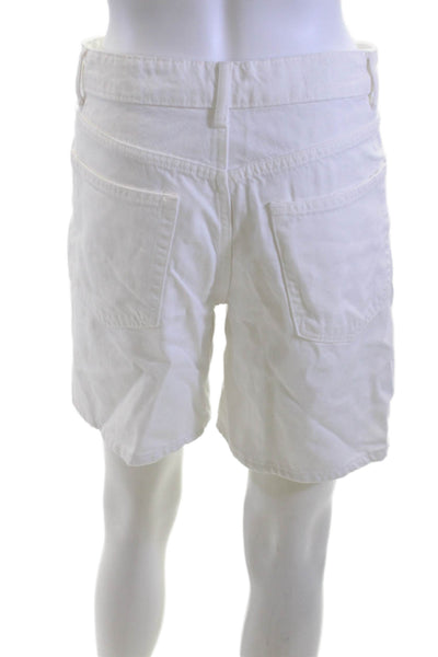 Zara Unisex Bermuda Shorts White Cotton Button Beach Size 4