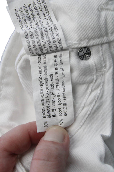 Zara Unisex Bermuda Shorts White Cotton Button Beach Size 4