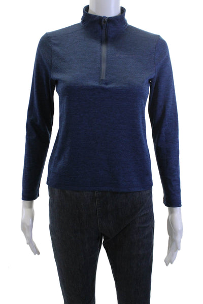 Vineyard Vines, Women Mock Neck Long Sleeve Zip Top Dark Blue Size M