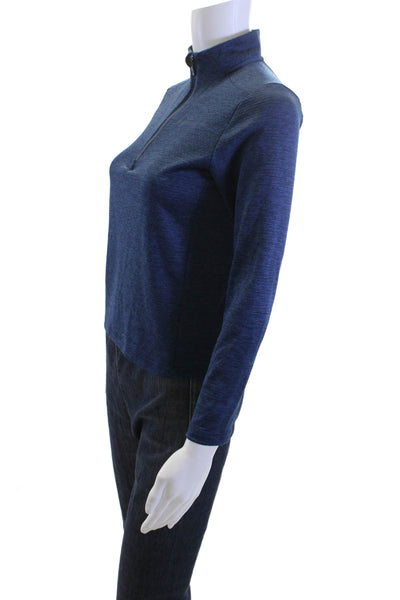 Vineyard Vines, Women Mock Neck Long Sleeve Zip Top Dark Blue Size M