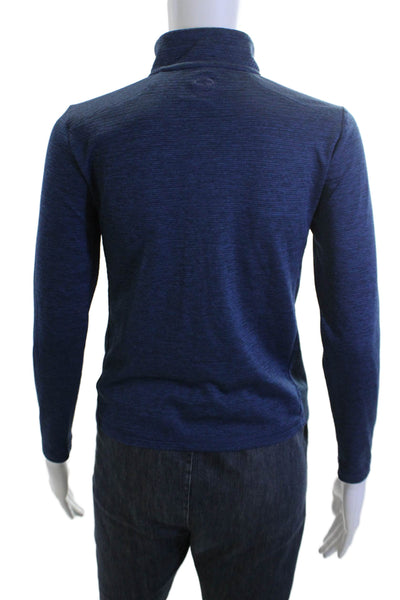 Vineyard Vines, Women Mock Neck Long Sleeve Zip Top Dark Blue Size M
