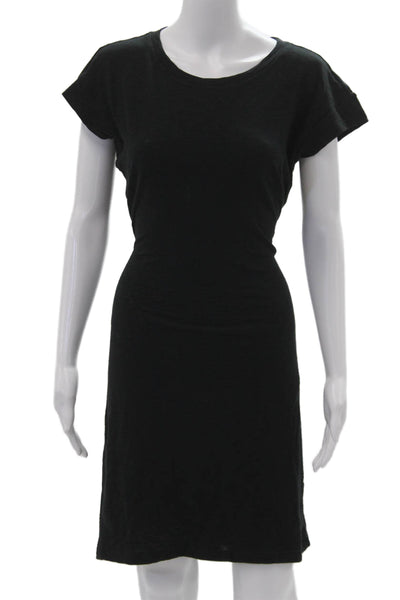 J Crew Women T-Shirt Dress Black Short Sleeve Round Neck Cotton Blend Size S