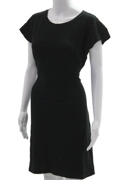 J Crew Women T-Shirt Dress Black Short Sleeve Round Neck Cotton Blend Size S