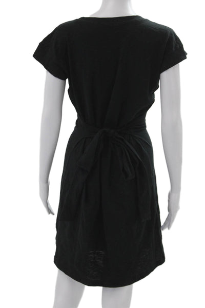 J Crew Women T-Shirt Dress Black Short Sleeve Round Neck Cotton Blend Size S