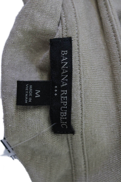 Banana Republic Women Beige V-Neck Sleeveless Basic T-Shirt Size M