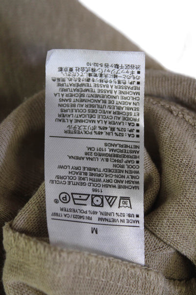 Banana Republic Women Beige V-Neck Sleeveless Basic T-Shirt Size M