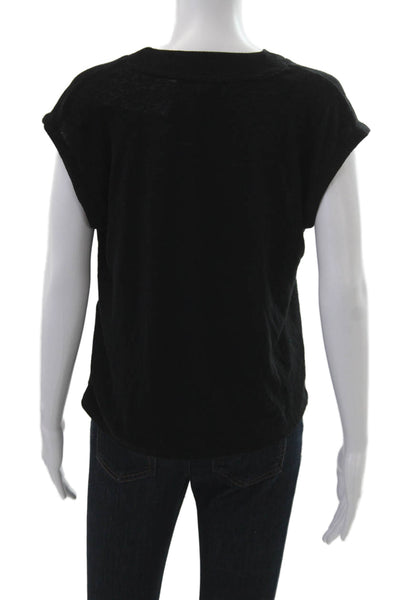 Banana Republic Women Basic Sleeveless V-Neck Black Button-Up Size M