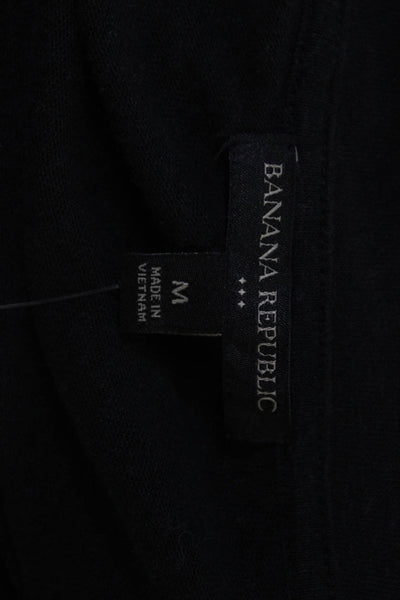 Banana Republic Women Basic Sleeveless V-Neck Black Button-Up Size M