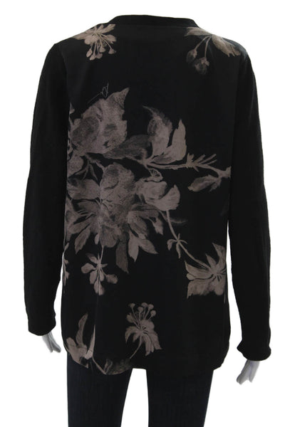 Donna Karan Women Cardigan Black V-Neck Long Sleeve Cotton Linen Size S