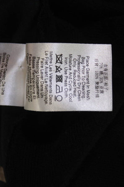 Donna Karan Women Cardigan Black V-Neck Long Sleeve Cotton Linen Size S