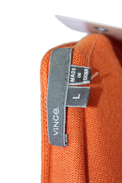 Vince Women Orange Round Neck Long Sleeve Basic Top Designer Size L
