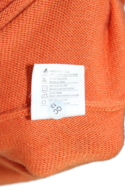 Vince Women Orange Round Neck Long Sleeve Basic Top Designer Size L