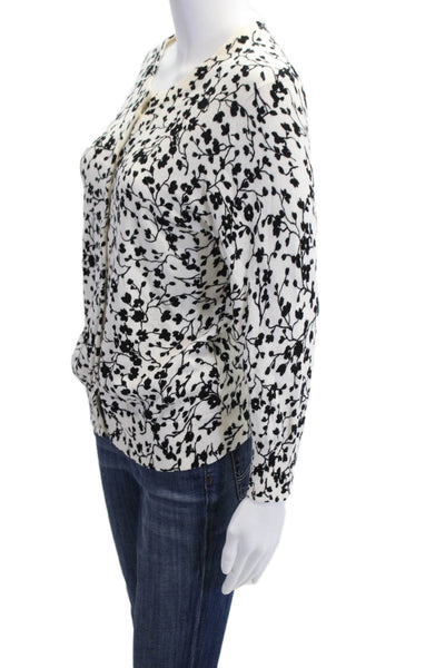 J Crew Women Floral Cotton Cardigan Black Size L