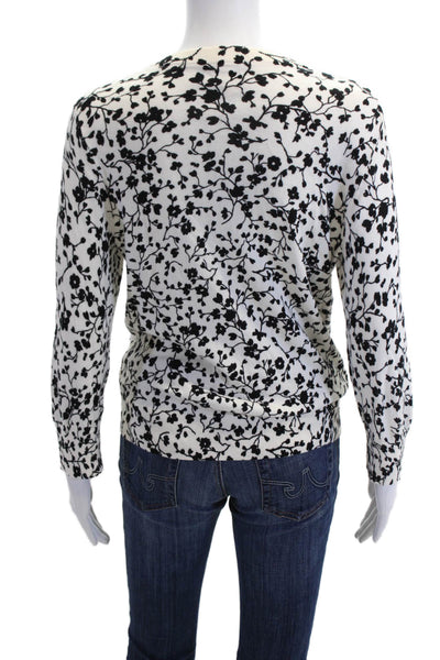 J Crew Women Floral Cotton Cardigan Black Size L