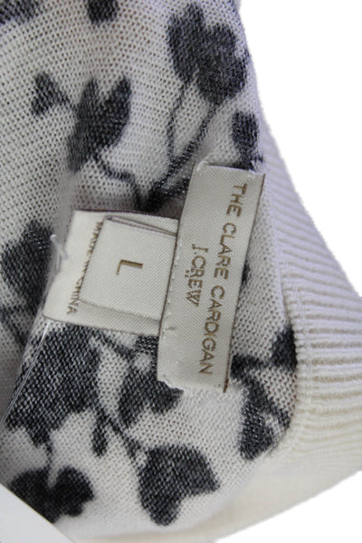 J Crew Women Floral Cotton Cardigan Black Size L