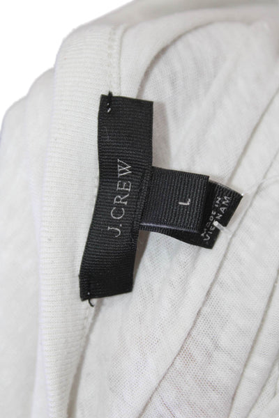 J Crew Women Long Sleeve Button-Up Jersey Top White Size L