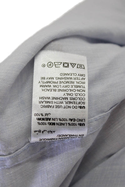 Chicos Women Light Blue Linen Collared Long Sleeve Button-Up Size 2