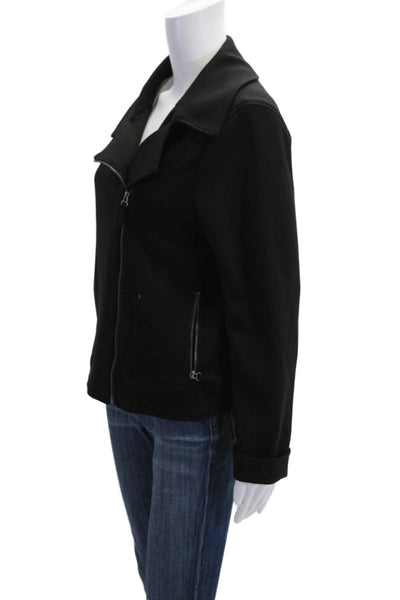 Max Studio Women Biker Jacket Black Zip Collared Size L