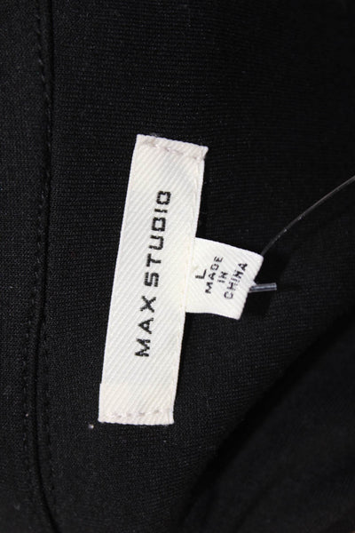 Max Studio Women Biker Jacket Black Zip Collared Size L