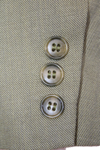 Hardy Amies Men Green Wool Blend Suit Jacket Button Collared Classic Size 40