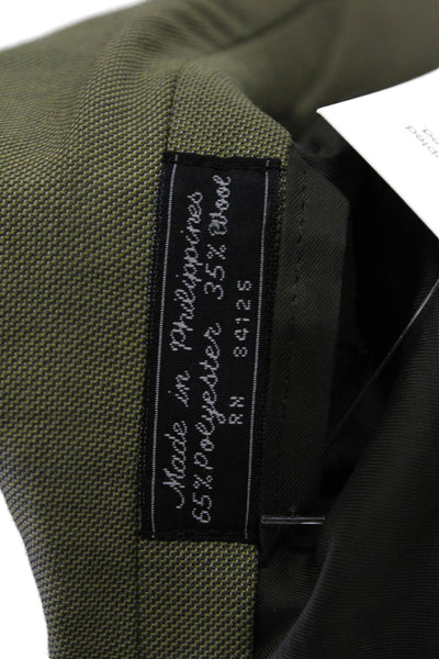 Hardy Amies Men Green Wool Blend Suit Jacket Button Collared Classic Size 40